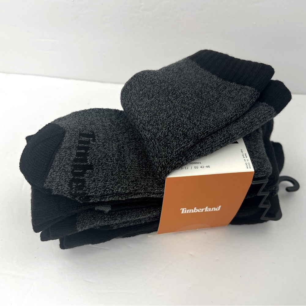 TIMBERLAND, CUSHIONED WOOL BLEND BOOT SOCKS, 4 PAIRS,BLUE/GREY & BLACK COLORS - Picture 6 of 17